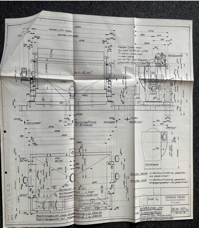 أسطوانة مثخنة  Voith Finck 1250 × 4000 مم